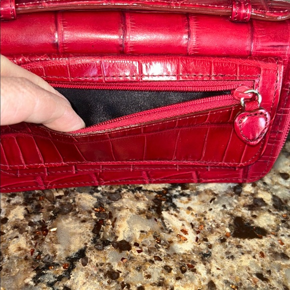 Brighton Red Embossed Clutch with Silver Accent - Picture 10 of 12